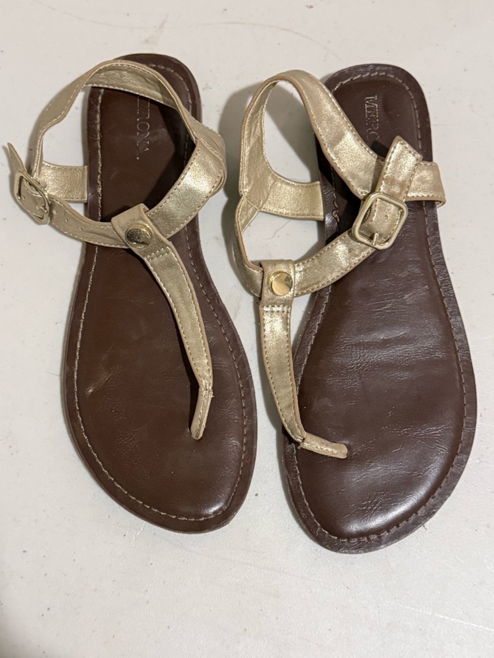 Target Women's Gold T-Strap Buckle Sandals